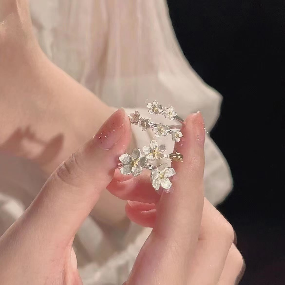 Three-dimensional Flower Jasmine Flower Ring